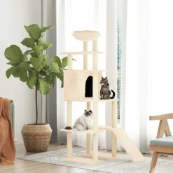 Maison Exclusive - Arbre à chat avec griffoirs en sisal crème 166 cm