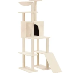 Maison Exclusive - Arbre à chat avec griffoirs en sisal crème 166 cm