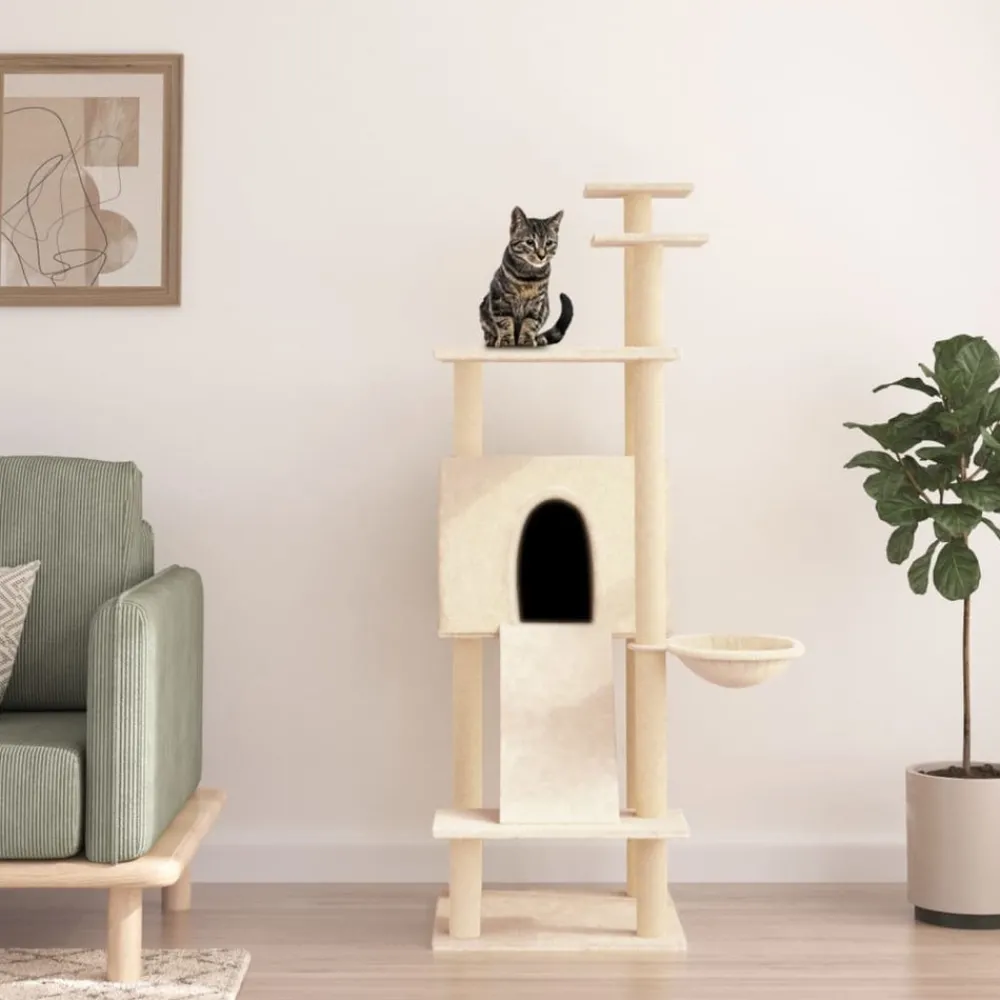 Maison Exclusive Arbres À Chat Et Jouets | - Arbre à chat avec griffoirs en sisal crème 133 cm
