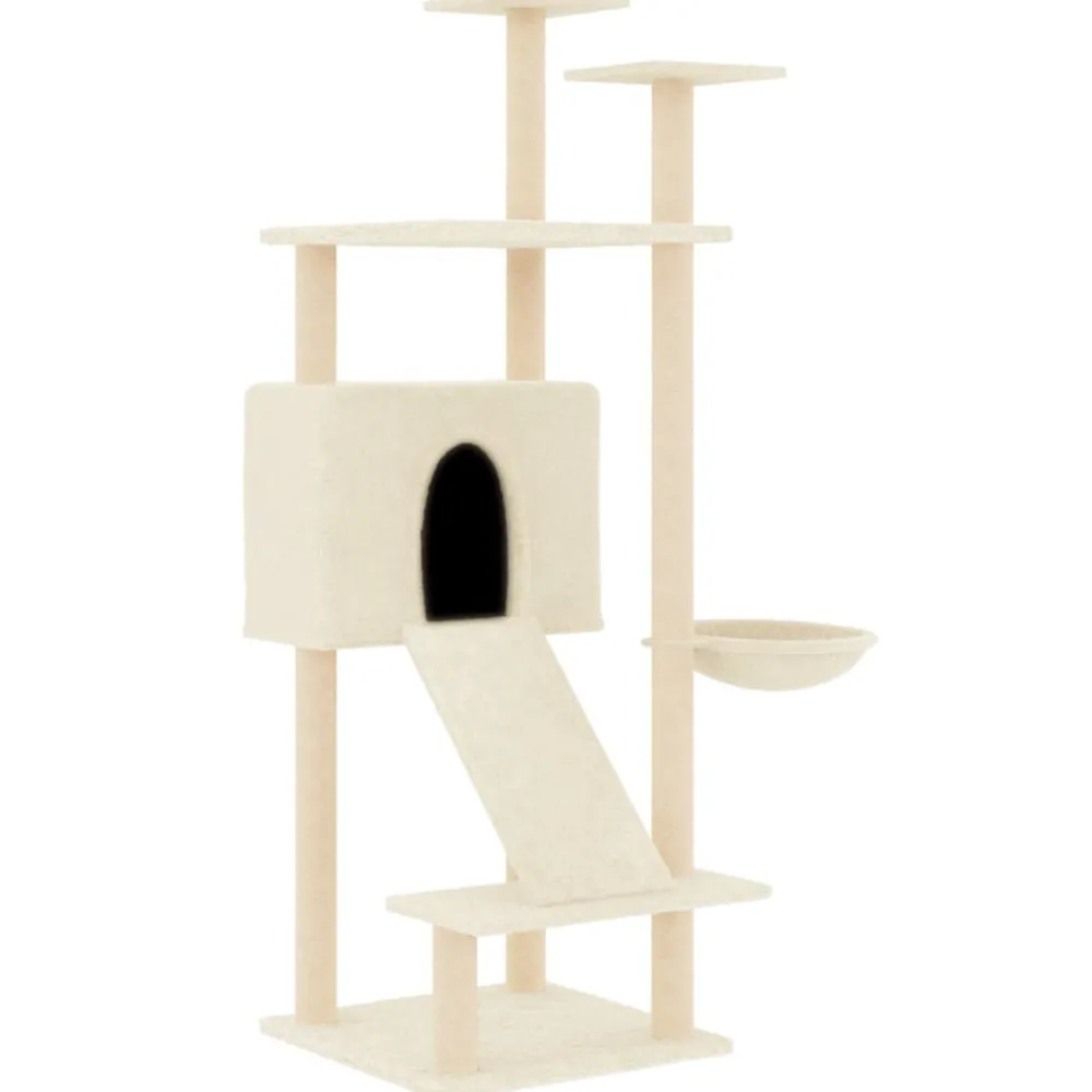 Maison Exclusive Arbres À Chat Et Jouets | - Arbre à chat avec griffoirs en sisal crème 133 cm