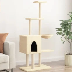 Maison Exclusive - Arbre à chat avec griffoirs en sisal crème 145 cm Best