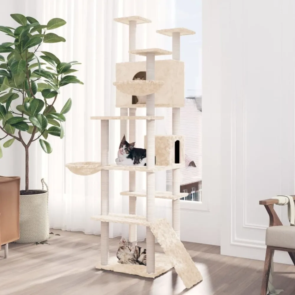 Maison Exclusive Arbres À Chat Et Jouets | - Arbre à chat avec griffoirs en sisal crème 119 cm
