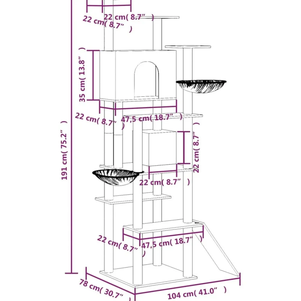 Maison Exclusive Arbres À Chat Et Jouets | - Arbre à chat avec griffoirs en sisal crème 119 cm