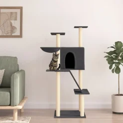 Maison Exclusive - Arbre à chat avec griffoirs en sisal gris foncé 143 cm Best