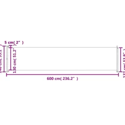 Maison Exclusive - Auvent latéral rétractable de patio 140x600 cm crème Sale
