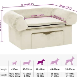 Maison Exclusive - Canapé pour chien avec tiroir crème 75x50x38 cm peluche