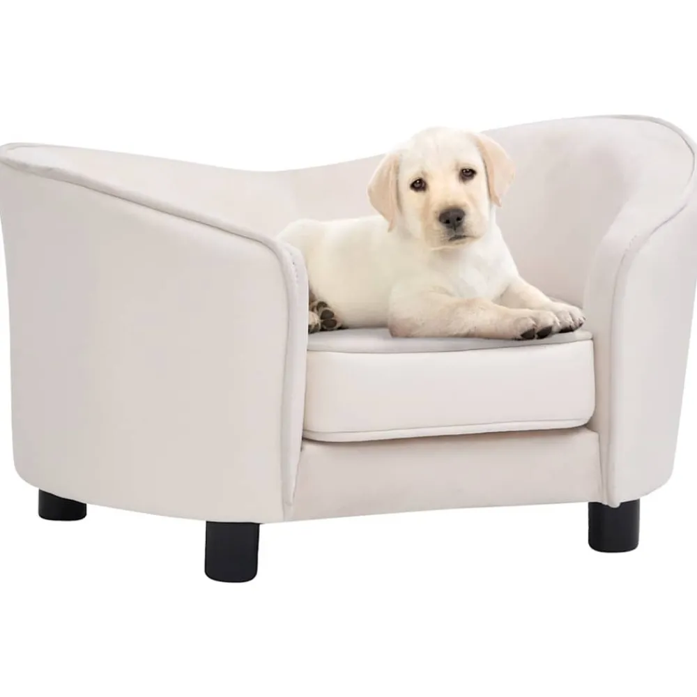Maison Exclusive Niches, Paniers Et Transports | - Canapé pour chien crème 69x49x40 cm peluche et similicuir