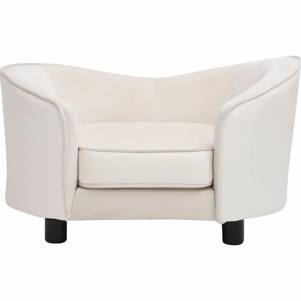 Maison Exclusive Niches, Paniers Et Transports | - Canapé pour chien crème 69x49x40 cm peluche et similicuir