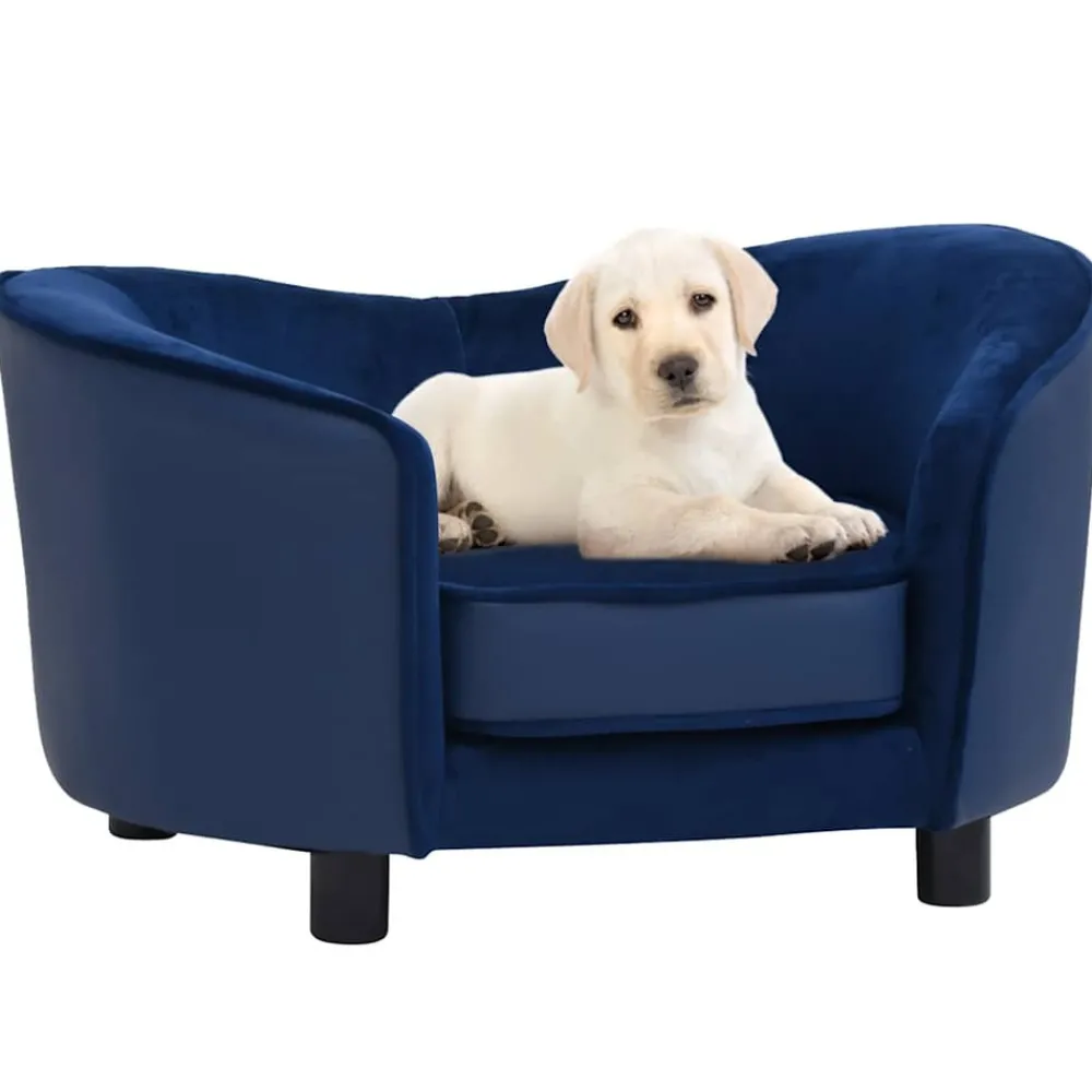 Maison Exclusive Niches, Paniers Et Transports | - Canapé pour chien bleu 69x49x40 cm peluche et similicuir
