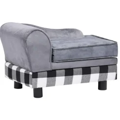 Maison Exclusive Niches, Paniers Et Transports | - Canapé pour chien gris 57x34x36 cm peluche