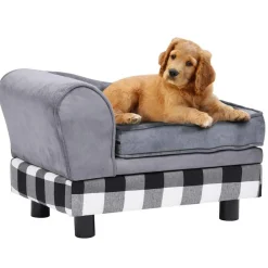 Maison Exclusive Niches, Paniers Et Transports | - Canapé pour chien gris 57x34x36 cm peluche