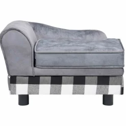 Maison Exclusive Niches, Paniers Et Transports | - Canapé pour chien gris 57x34x36 cm peluche