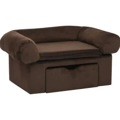 Maison Exclusive Niches, Paniers Et Transports | - Canapé pour chien avec tiroir marron 75x50x38 cm peluche