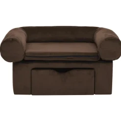 Maison Exclusive Niches, Paniers Et Transports | - Canapé pour chien avec tiroir marron 75x50x38 cm peluche
