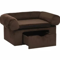 Maison Exclusive Niches, Paniers Et Transports | - Canapé pour chien avec tiroir marron 75x50x38 cm peluche