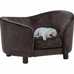 Maison Exclusive Niches, Paniers Et Transports | - Canapé pour chien marron 69x49x40 cm peluche