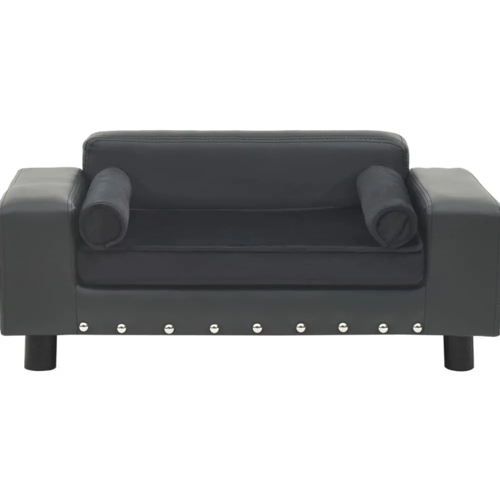 Maison Exclusive Niches, Paniers Et Transports | - Canapé pour chien gris foncé 81x43x31 cm peluche et similicuir