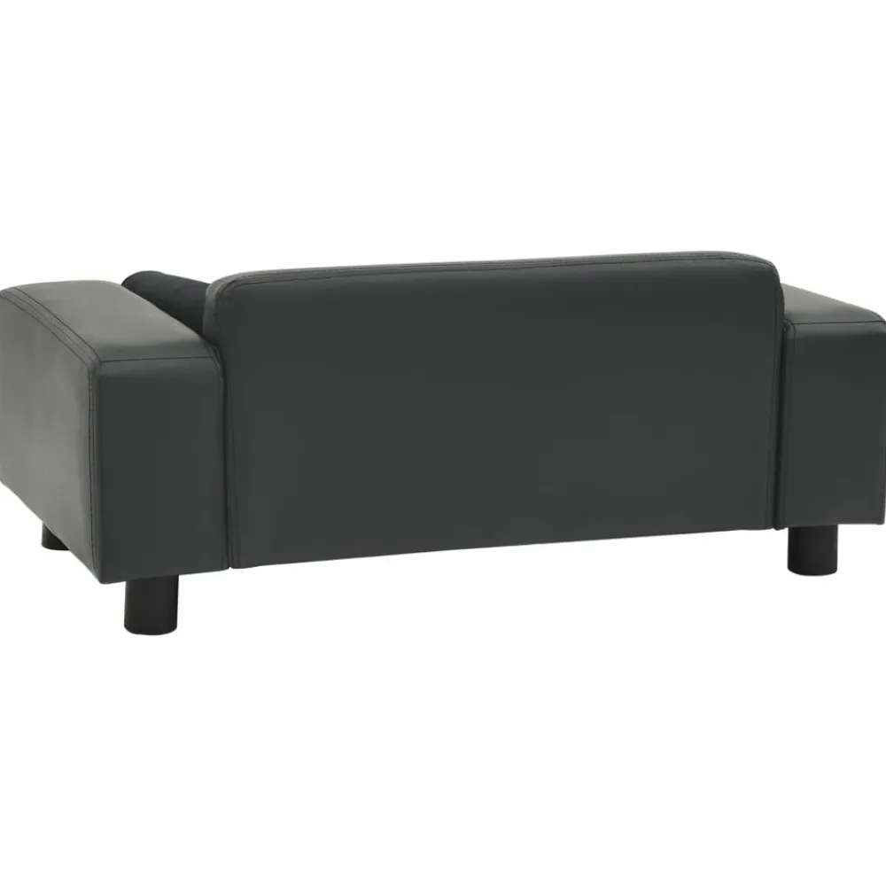 Maison Exclusive Niches, Paniers Et Transports | - Canapé pour chien gris foncé 81x43x31 cm peluche et similicuir