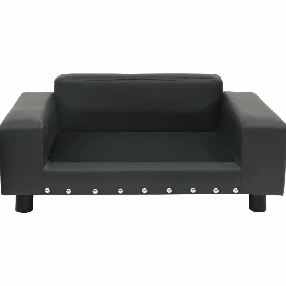 Maison Exclusive Niches, Paniers Et Transports | - Canapé pour chien gris foncé 81x43x31 cm peluche et similicuir