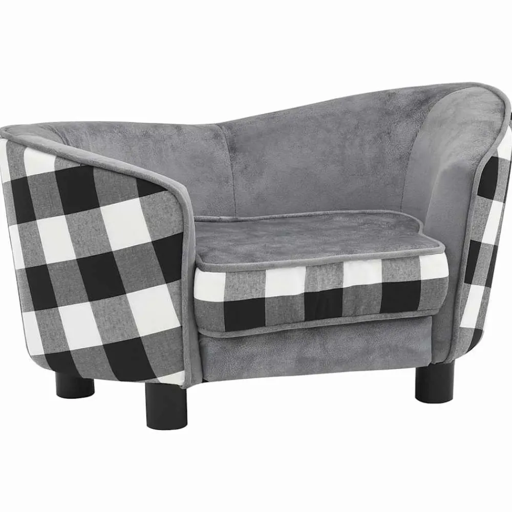 Maison Exclusive Niches, Paniers Et Transports | - Canapé pour chien gris 68x38x38 cm peluche