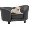 Maison Exclusive Niches, Paniers Et Transports | - Canapé pour chien gris foncé 69x49x40 cm peluche et similicuir