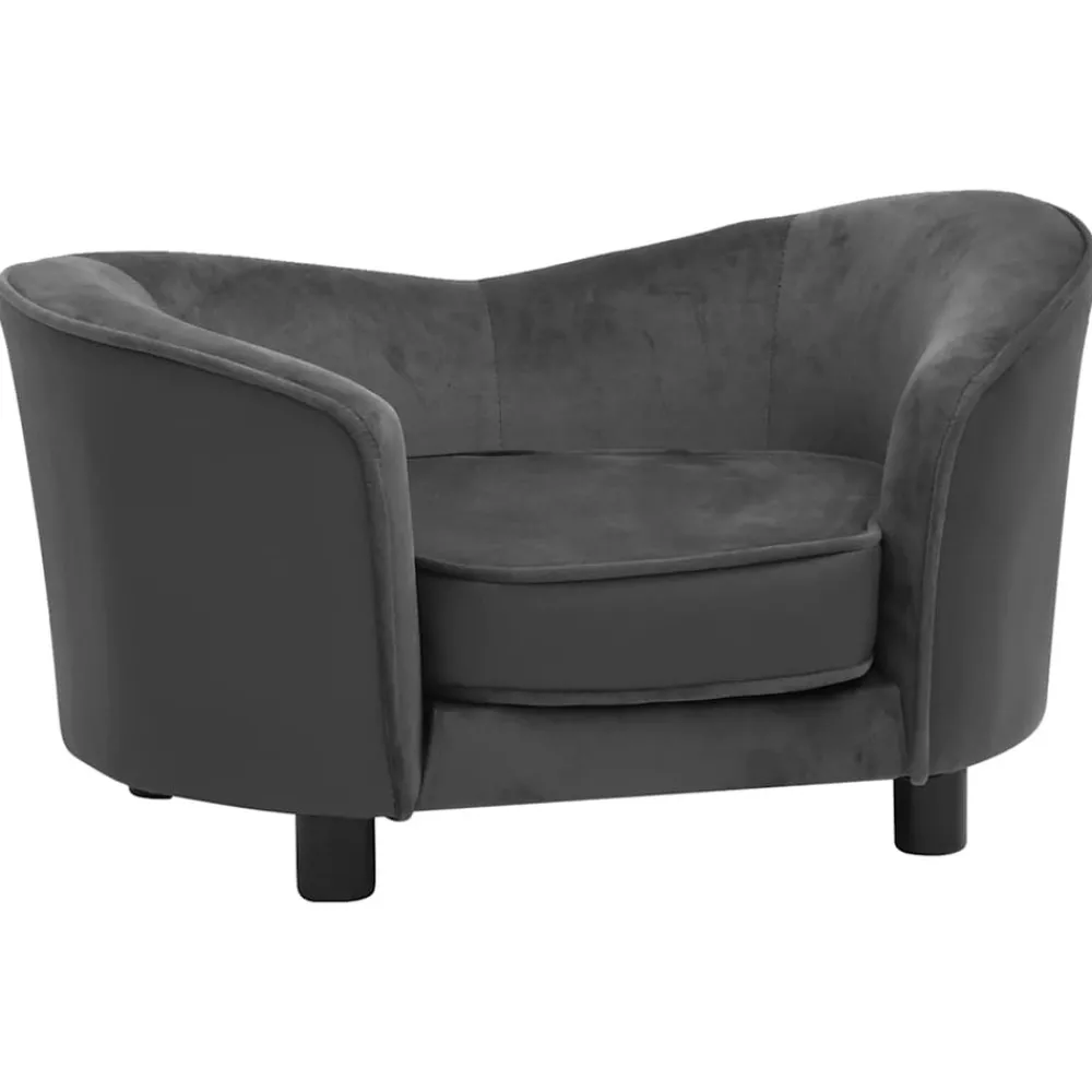 Maison Exclusive Niches, Paniers Et Transports | - Canapé pour chien gris foncé 69x49x40 cm peluche et similicuir