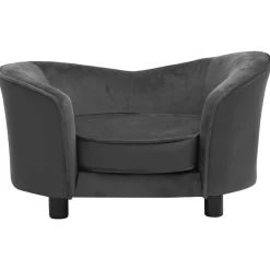Maison Exclusive Niches, Paniers Et Transports | - Canapé pour chien gris foncé 69x49x40 cm peluche et similicuir