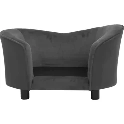 Maison Exclusive Niches, Paniers Et Transports | - Canapé pour chien gris foncé 69x49x40 cm peluche et similicuir