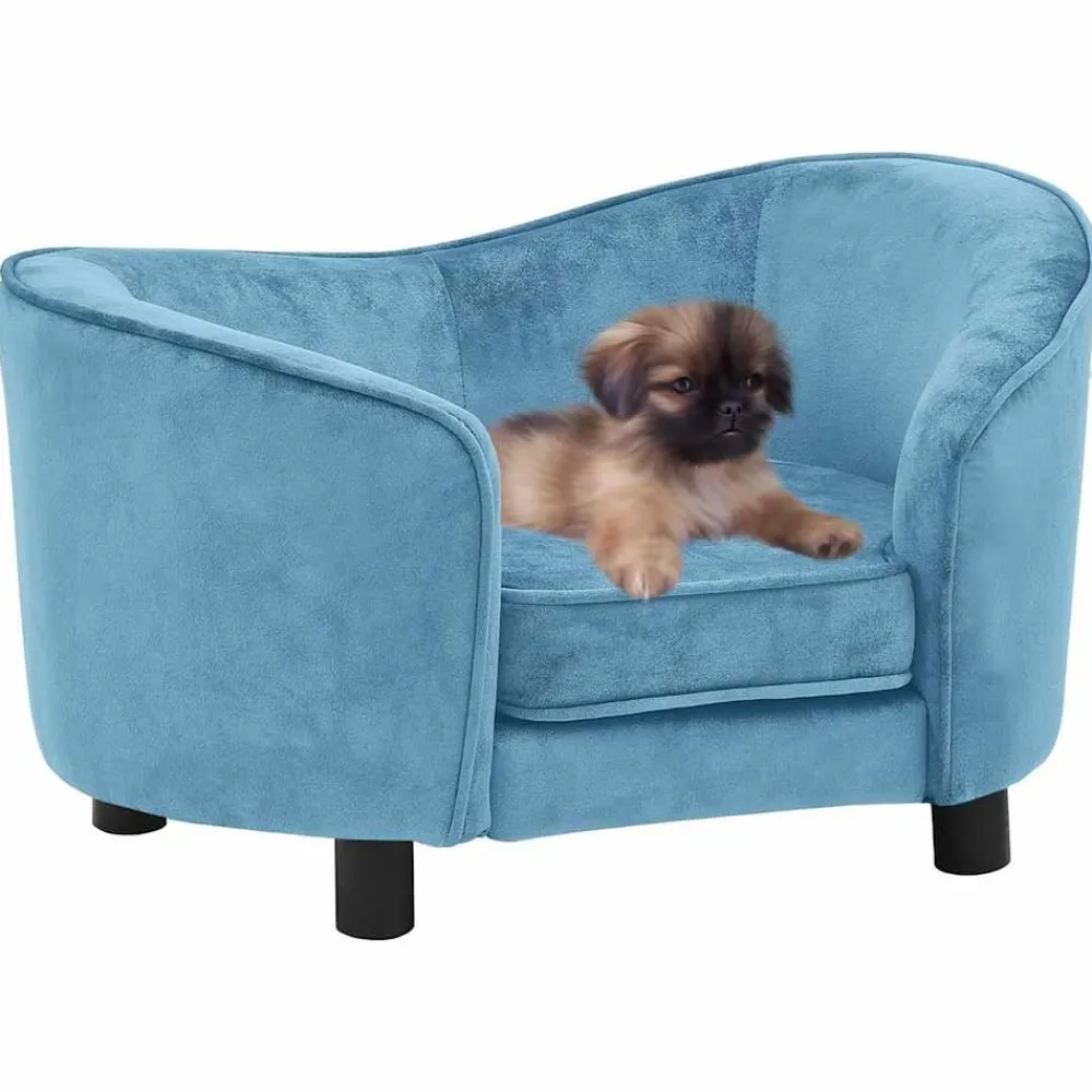 Maison Exclusive Niches, Paniers Et Transports | - Canapé pour chien turquoise 69x49x40 cm peluche