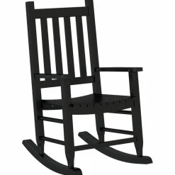Maison Exclusive Tables Et Chaises De Jardin | - Chaise à bascule enfants noir bois de peuplier massif