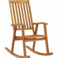 Maison Exclusive Tables Et Chaises De Jardin | - Chaise à bascule avec coussins bois d'acacia massif