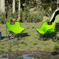 Maison Exclusive Tables Et Chaises De Jardin | - Chaise de camping avec poche pliable lot de 2 vert