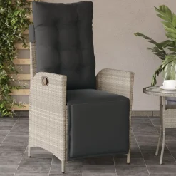 Maison Exclusive Tables Et Chaises De Jardin | - Chaise inclinable de jardin avec repose-pied gris clair rotin