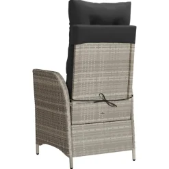 Maison Exclusive Tables Et Chaises De Jardin | - Chaise inclinable de jardin avec repose-pied gris clair rotin