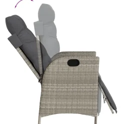 Maison Exclusive Tables Et Chaises De Jardin | - Chaise inclinable de jardin avec repose-pied gris clair rotin