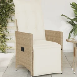 Maison Exclusive Tables Et Chaises De Jardin | - Chaise inclinable de jardin avec coussins beige résine tressée