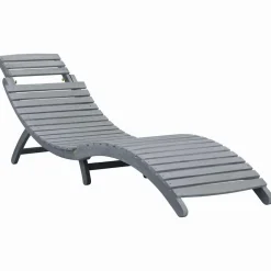 Maison Exclusive Bains De Soleil, Transats Et Hamacs | - Chaise longue avec coussin gris bois d'acacia solide