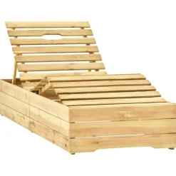 Maison Exclusive Bains De Soleil, Transats Et Hamacs | - Chaise longue de jardin avec table et coussin pin imprégné