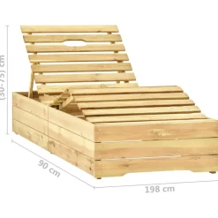 Maison Exclusive Bains De Soleil, Transats Et Hamacs | - Chaise longue de jardin avec table et coussin pin imprégné