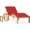 Maison Exclusive Bains De Soleil, Transats Et Hamacs | - Chaise longue de jardin avec table et coussin pin imprégné