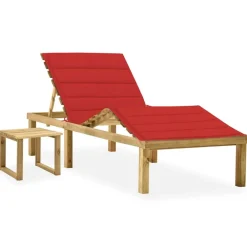 Maison Exclusive Bains De Soleil, Transats Et Hamacs | - Chaise longue de jardin avec table et coussin pin imprégné