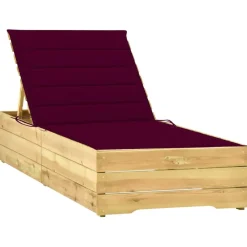 Maison Exclusive Bains De Soleil, Transats Et Hamacs | - Chaise longue avec coussin bordeaux bois de pin imprégné