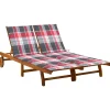 Maison Exclusive Bains De Soleil, Transats Et Hamacs | - Chaise longue de jardin 2 places avec coussins acacia solide