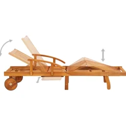 Maison Exclusive Bains De Soleil, Transats Et Hamacs | - Chaise longue de jardin avec table et coussin bois d'acacia