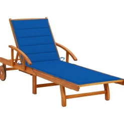 Maison Exclusive Bains De Soleil, Transats Et Hamacs | - Chaise longue de jardin 2 places avec coussins acacia solide