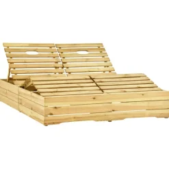 Maison Exclusive Bains De Soleil, Transats Et Hamacs | - Chaise longue double avec coussins bois de pin imprégné