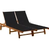 Maison Exclusive Bains De Soleil, Transats Et Hamacs | - Chaise longue de jardin 2 places avec coussins acacia solide