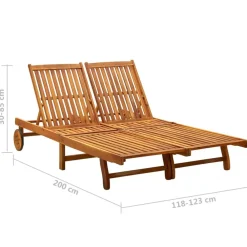 Maison Exclusive Bains De Soleil, Transats Et Hamacs | - Chaise longue de jardin 2 places avec coussins acacia solide