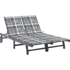 Maison Exclusive - Chaise longue de jardin 2 places avec coussin gris acacia Best