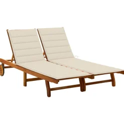 Maison Exclusive Bains De Soleil, Transats Et Hamacs | - Chaise longue pour 2 personnes avec coussins bambou
